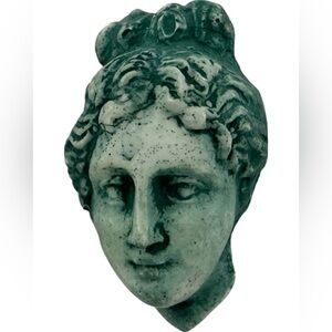 Vintage Lapel Pin Brooch Green Roman Greek Goddess Bust